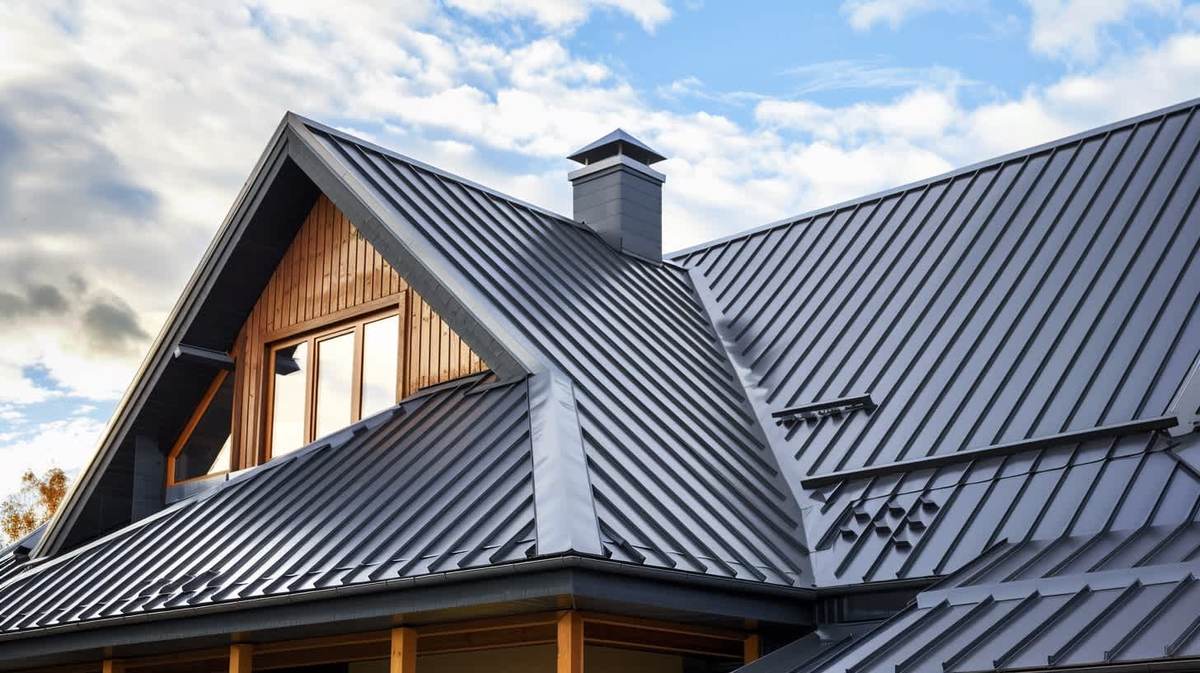 Urla EPDM Kauçuk Çatı – antrasit kenet sistem metal çatıyla kaplanmış müstakil ev